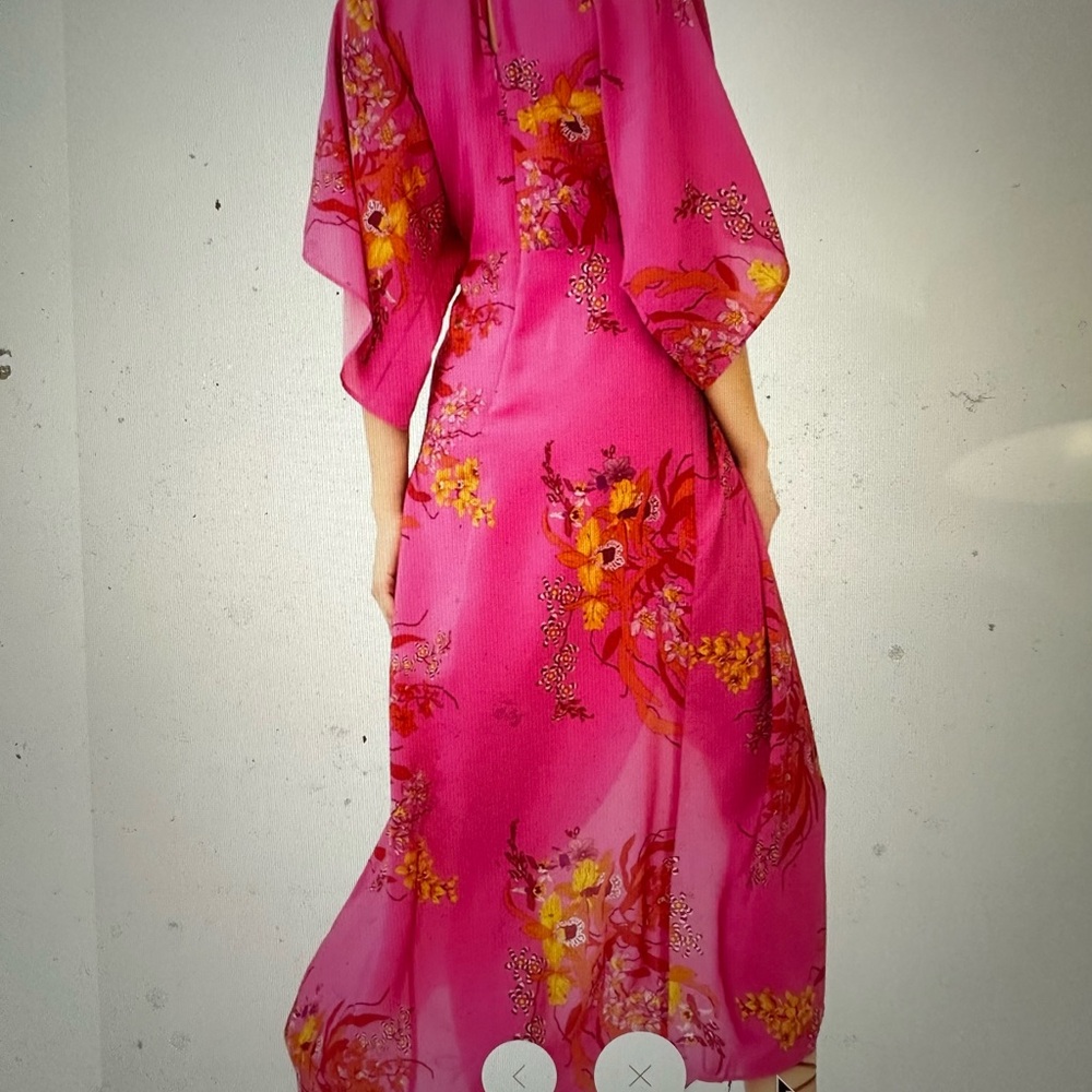 Jaline Resort Katherine Pink Silk Floral Dress size M - Picture 2 of 12